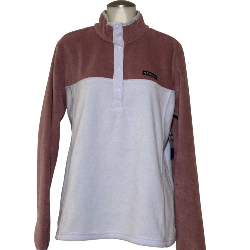 Columbia Women's Fleece Pullover Long Sleeve Snap Neck Colorblock XL Read nte!